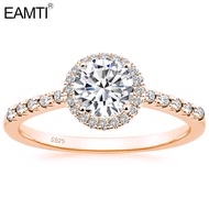 EAMTI 1.25CT 925 Sterling Silver Rings Cubic Zirconia Wedding Bands Rose Gold Promise Rings Round Ha