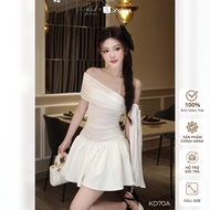 Khiet Style elegant white diamond elastic off-the-shoulder dress KD70A