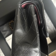 9成新 Chanel cf 25 值得收藏-黑金荔枝牛皮 金扣 - 台灣購入