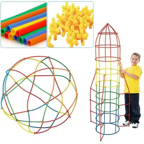 DIY Color 4D Build Blocks Plastic Stitching Insertion Building Assembly Blocks Montessori Building B