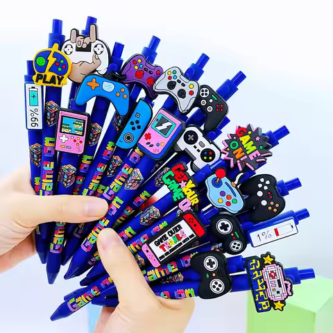 7pcs/13pcs gamepad series ballpoint pen cyan handle printing pen creative gifts game gel pen