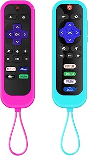 2Pack Remote Cover for Roku, Battery Case TCL Roku TV roku Streaming Stick 4k+ Remote, Silicone Protective Controller Universal Sleeve Bright Colors Easier to find