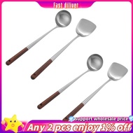 JR-2X Wok Spatula and Ladle Tool Set, 17 Inches Spatula for Wok, Stainless Steel Wok Spatula