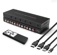 RuiPuo 4Port AV to HDMI Converter, 4Port AV to HDMI Switcher with IR Remote, Support 16:9/4:3 and Qu