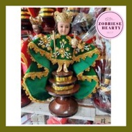 ◊ ۞ ℗ Wooden Green Santo Niño De Cebu Statue Figurine Senior Sto Nino