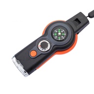 Outdoor new seven-one multifunctional 7-in-1 whistle Survival whistle with LED Light Thermometer Com
