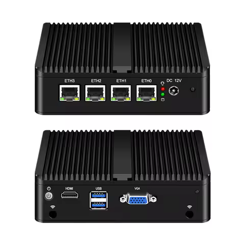 Fanless Mini PC OPNsense Router Intel Celeron N2940 Quad Cores 4 LAN Ports Gigabit Ethernet Firewall