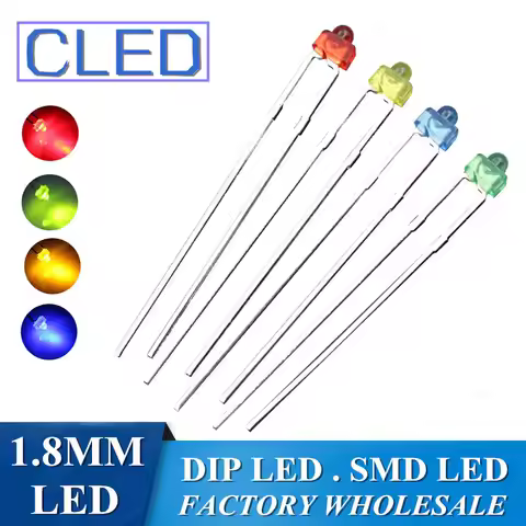 100pcs/lots 1.8mm mini led diode RED/GREEN/BLUE/WHITE/YELLOW/ORANGE nippler indicator mini 2mm tower