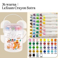 (Free Brush) LeXuan Crayon Silk Twist Washable Silky Crayon 36 Colors Colorful Bucket Crayon Colorin