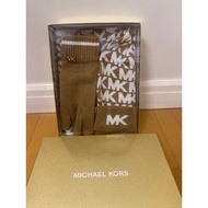全新MK正品 Michael Kors 針織logo帽子、圍巾、手套三件組禮盒