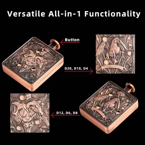 7-in-1 Square Spinner DND Dice Unique Metal Button Rotating D4-D20 Polyhedral Dice for D&D Board Gam