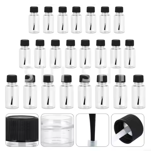 50/100 Pcs Nail Polish Bottle with Brush, Empty Refillable Cosmetic Sample Bottle, Clear Plastic Bot