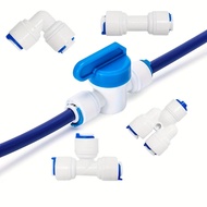 5Pcs 1/4" 3/8" RO Quick Connect Fitting Set Push In Water Tube Connector Ball Valve T I L Type