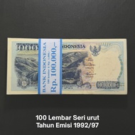 UANG KUNO GEPOK 1000 RUPIAH LOMPAT BATU TH 1992 - 100 LEMBAR SERI URUT