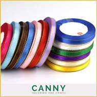 Satin Ribbon with Gold Edge 1/4 Inch - 25yards / Reben Kain dengan Tepi Emas 1/4 inch - 25 yards