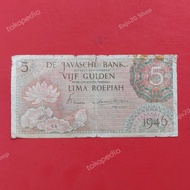 Uang Kuno Indonesia 5 Rupiah Gulden Tahun 1946 Seri Federal 2 Huruf F
