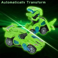 Toys for 3-6 Year Old Boys Transforming Car Toys with LED Light and Music Dinosaur Toy Birthday Gift