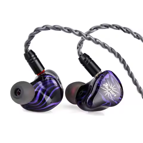 Kiwi Ears Quartet 2DD+2BA Hybrid In-Ear Monitor, HiFi Earphones with Hand-crafted Resin Shell, Detac