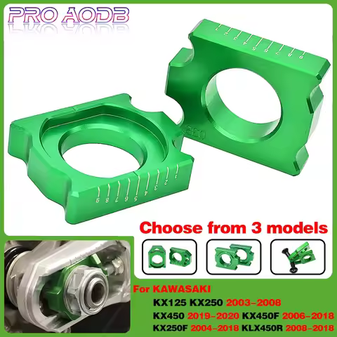 CNC dirt bike Green Axle Block Chain Adjuster For KAWASAKI KX 125 250 03-08 KX450 19-20 KX250F 04-18