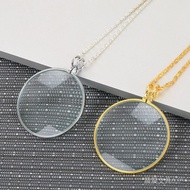 Magnifying Glass  magnifying glass   Hd10Double Necklace Chain Portable Magnifying Glass Elderly Reading Watch Mobile Phone Ignition Glass Lens4.25