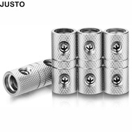 JUSTO Car Audio Connector, Brass Silver Car Speaker Wire Terminal,  0GA 4GA 8GA Power Ground Wire Te