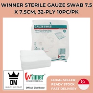 【SG Ready Stock】Winner Sterile Gauze Swab 7.5 x 7.5cm, 32-ply 10pc/pk