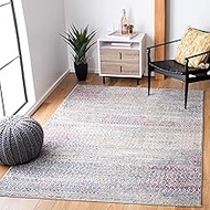 Safavieh Porcello Collection PRL994A Modern Abstract Boho Distressed Area Rug, 4' 5" x 6' 5", Ivory/