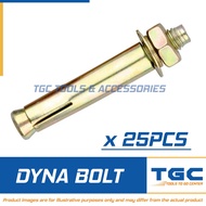 25PCS Dyna Bolt 1/2 x 4 (M12 x 100mm) Tetanized TGC Expansion Anchor Bolt with Sleeve