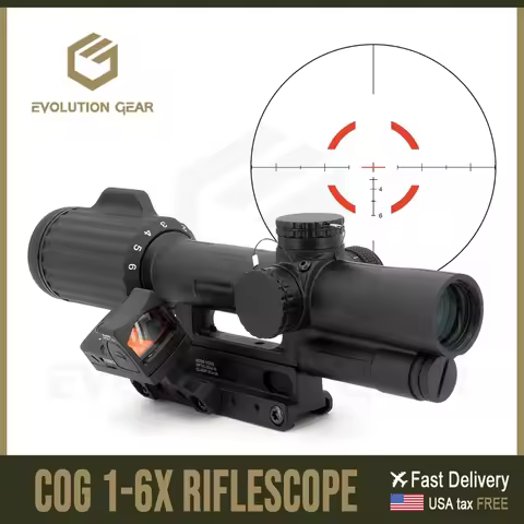 COG 1-6x24 30mm Tube Rifle Scope Tactical Airsoft Riflescope FFP LPVO Red Segmented Circle .308 / 17