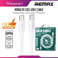 REMAX RC-C021 MARLIK SERIES  30W C TO C FAST CHARGING DATA CABLE 2M FAST CHARGE TYPE C USB C CABLE 2