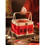 2024中国风礼物盒新年包装盒烘焙手提盒子竹篮礼品盒伴手礼盒空盒