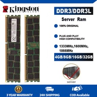 Kingston DDR3L DDR3 RECC RAM 1.5V/1.35V 4GB 8GB 16GB 32GB 1333MHz 1600MHz 1866MHz 2RX4อีซีซีอาร์อีจี