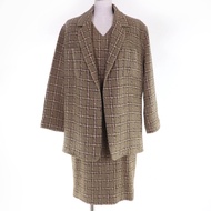 成色極佳的香奈兒 (CHANEL) Vintage 95A P05818V04372 羊毛 Coco 紐扣斜紋軟呢外套和連衣裙套裝，ブラウン， 40 碼，法國製造，正品，女士