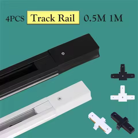 Led Track Light Rail 2 Wires Track Rail Fitting Aluminum 0.5M 1M Rails Jointer I Connector T For Sto