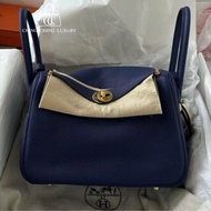 Hermes🌈Lindy 26💙午夜藍金扣💙全新未使用🌟肩帶貼膜在🌟