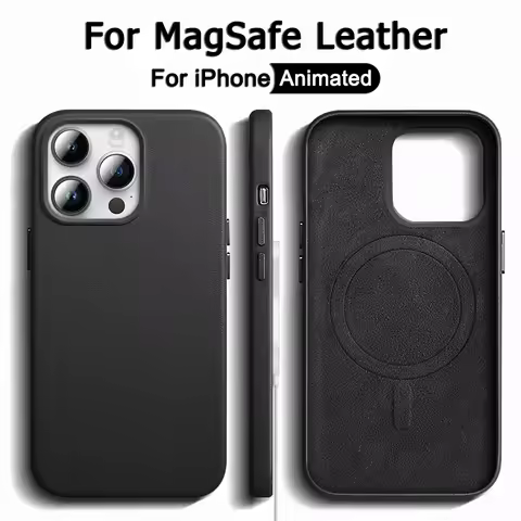 Luxury Leather For Magsafe Case For iPhone 13 14 15 16 Pro Max Plus Magnetic Wireless Charge Case Wi