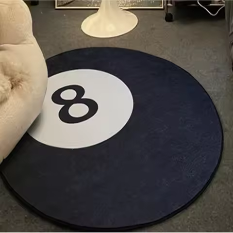 Simulation Billiards 8 Ball Rug Round Carpet Soft Chair Pad Anti-slip Bath Floor Mat Kids Bedroom Bl