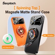 Sanptoch For Magsafe Stand Phone Case For iPhone 15 / 14 / 13 / 12 Pro Max Gyroscope Design Cover For iPhone 15 14 Plus Matte Anti-fingerprint Protection Casing