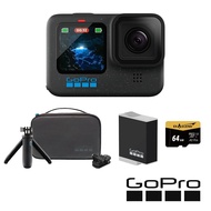【GoPro】 HERO12 Black 旅遊輕裝套組 (HERO12單機+旅行套件組+Enduro原廠充電電池+64G記憶卡)