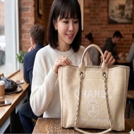 Chanel/香奈兒 沙灘包帆布包 芯片款 尺寸：55×11×34