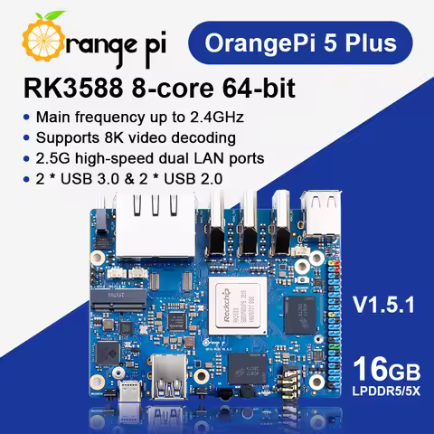 Orange Pi 5 Plus 16GB RAM LPDDR5 V1.5.1 Verison RK3588 PCIE Module External WiFi-BT SSD 8K Orange Pi