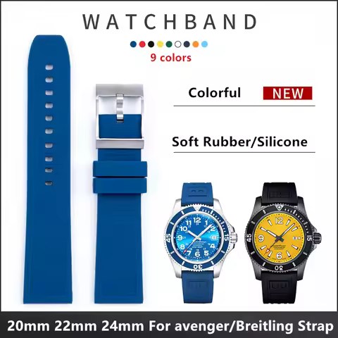 20mm 22mm 24mm Rubber Silicone Watchband Accessories For Breitling Strap SUPEROCEAN Avenger Navitime
