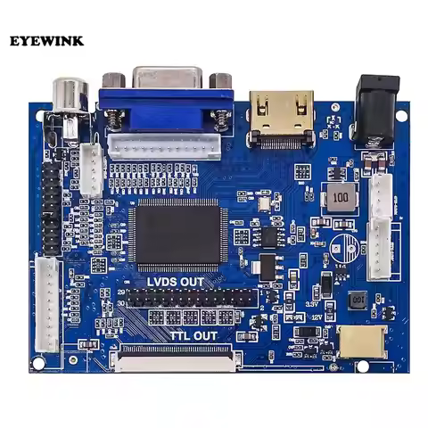 LCD Display TTL LVDS Controller Board HDMI VGA 2AV 50PIN for AT070TN90 92 94 Support Automatically V