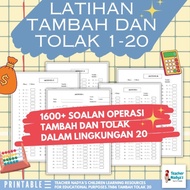 [ PRINTABLE / PDF ] Latihan Tambah dan Tolak Dalam Lingkungan 20 Matematik  | TN86