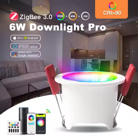 GLEDOPTO ZigBee 3.0 RGBCCT LED Downlight CRI 90+ SmartHome Ceiling Light Recessed Lighting App Voice