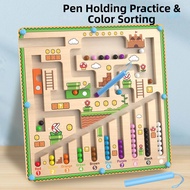 JIFANPAUL | Magnetic Digital Maze Marble Toy for Children 3-6 Years Old Wood Focus Training Educatio