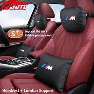 Car Headrest & Lumbar Support Pillows Soft Leather Cushion For BMW M Power 1 2 3 4 5 6 7 Series X1 X