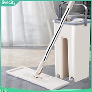 livecity|  Sturdy Mop 360-degree Rotating Mop Space-saving 360-degree Rotating Flat Mop for Easy Dust Removal Hands-free Design