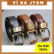 1-layer cowhide belt with copper metal buckle BL101 JTOM leather wallet -