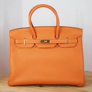 愛馬仕BIRKIN35愛馬仕橙金扣框O刻 TOGO